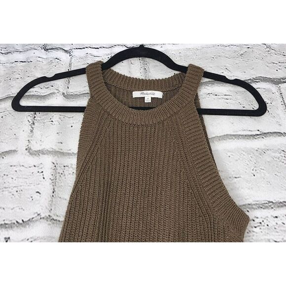 Madewell Valley Sweater Tank Ribbed Solid Brown Raw Hem Womens Size XS - Picture 2 of 7
